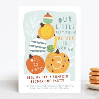 Pumpkin Party Children's Birthday Party Invitations