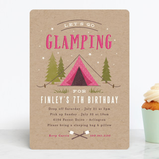 Let's go glamping Children's Birthday Party Invitations