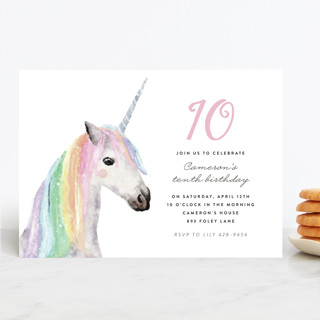 rainbow unicorn Children's Birthday Party Invitations