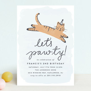 Pawty Cat Children's Birthday Party Invitations