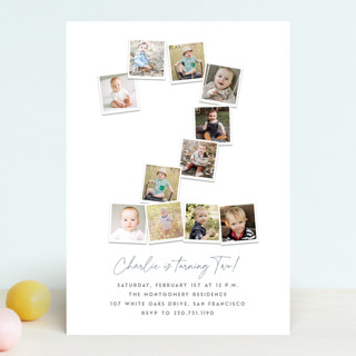 Polaroid Big Number 2 Children's Birthday Party Invitations