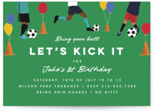 Kick It Soccer Ball Children's Birthday Party Invitations