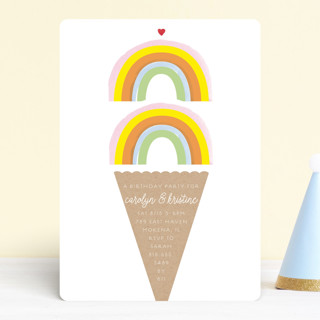 Double Rainbow Scoop Children's Birthday Party Invitations