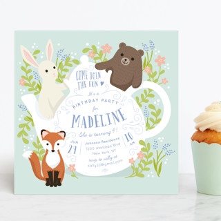 Tea Party With Animals Children's Birthday Party Invitations