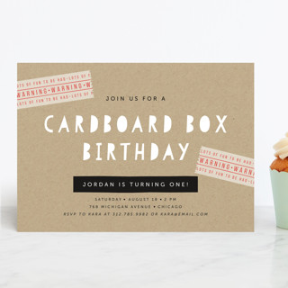Cardboard Box Children's Birthday Party Invitations