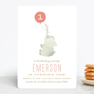 Ollie Elephant Children's Birthday Party Invitations