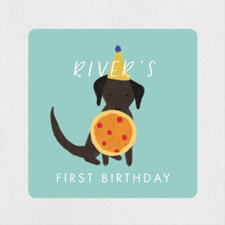 Puppy Pizza Party Children's Birthday Party Stickers