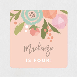 Blooming Peonies Children's Birthday Party Stickers