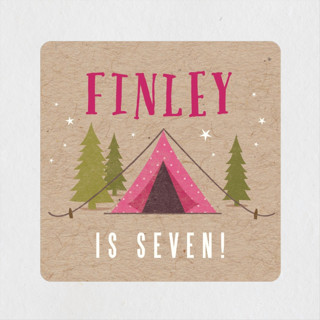 Let's go glamping Children's Birthday Party Stickers