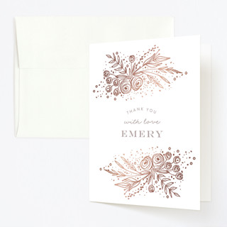 Floral ONE Foil-Pressed Children's Birthday Party Thank You Cards
