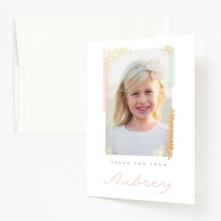 Glitter & Glam Foil-Pressed Children's Birthday Party Thank You Cards