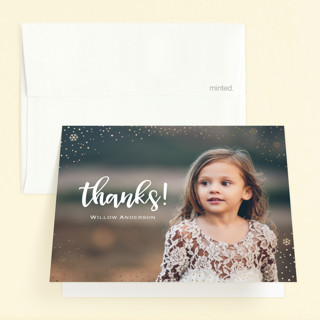 Snowfall Foil-Pressed Children's Birthday Party Thank You Cards