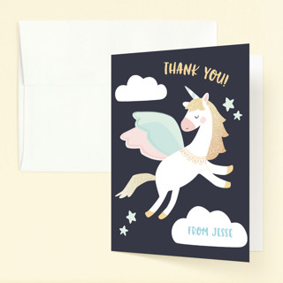 Magical Pegasus Foil-Pressed Children's Birthday Party Thank You Cards