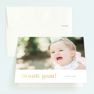 Golden One Foil-Pressed Children's Birthday Party Thank You Cards