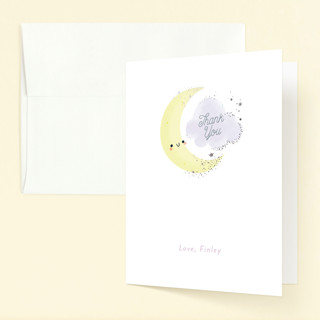 Over the Moon Foil-Pressed Children's Birthday Party Thank You Cards