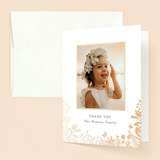 garden Foil-Pressed Baptism and Christening Thank You Cards