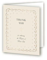 Heirloom Eyelet Foil-Pressed Baptism and Christening Thank You Cards