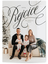 Elegant Rejoice Script Christmas Photo Cards
