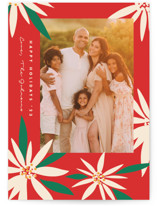 Vintage Poinsettias Christmas Photo Cards