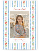 Poinsettia Stripe Christmas Photo Cards