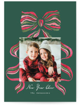stripes bow Christmas Photo Cards