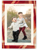Warm Plaid Frame Christmas Photo Cards