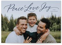 Peace Love Joy Script Christmas Photo Cards