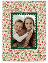 Floral Mount Christmas Photo Cards
