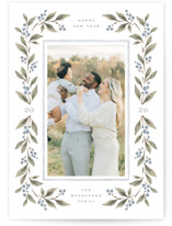 Poinsettia + Pine Christmas Photo Cards