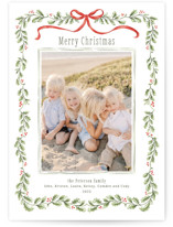 Holly Garland and Bow Christmas Photo Cards