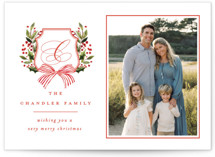 Classic Merry Crest Christmas Photo Cards