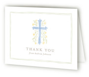 Botanical Cross Baptism and Christening Thank You Cards