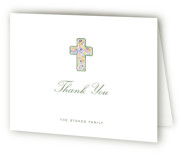 Scalloped Cross Baptism and Christening Thank You Cards