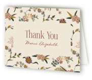 Silk Floral Print Baptism and Christening Thank You Cards