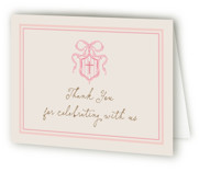 Little Bow Crest Baptism and Christening Thank You Cards