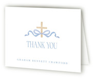 Ribbon and Cross Baptism and Christening Thank You Cards