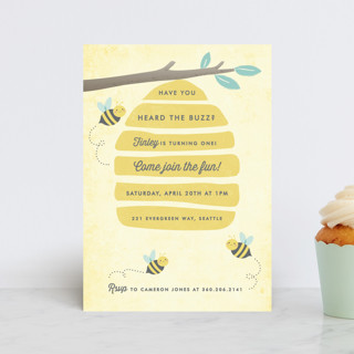 Buzzing Beehive Petite Children's Birthday Party Invitations