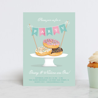 Everyone Loves Donuts Petite Children's Birthday Party Invitations