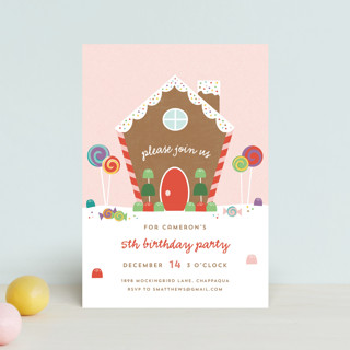 Gingerbread House Petite Children's Birthday Party Invitations
