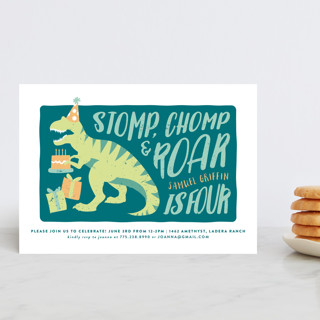 Stomp and Chomp Dino Petite Children's Birthday Party Invitations