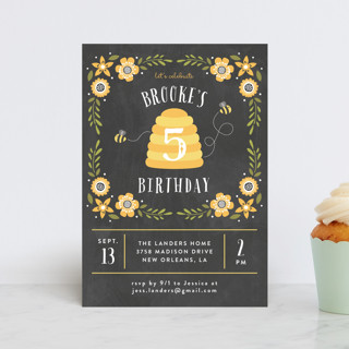 Bee Day Party Petite Children's Birthday Party Invitations