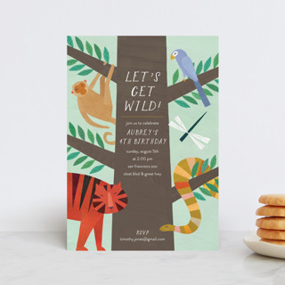 Jungle Animals Petite Children's Birthday Party Invitations
