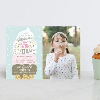 Ice Cream Cone Petite Children's Birthday Party Invitations
