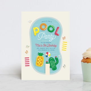 Pool Party Petite Children's Birthday Party Invitations