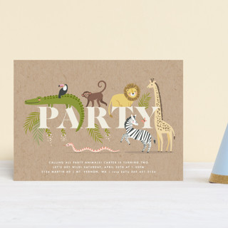 safari party animals Petite Children's Birthday Party Invitations