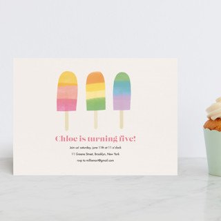 Rainbow Popsicles Petite Children's Birthday Party Invitations