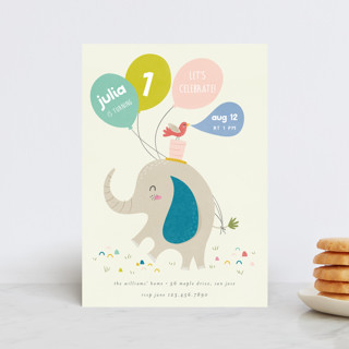 Happy Elephant Petite Children's Birthday Party Invitations