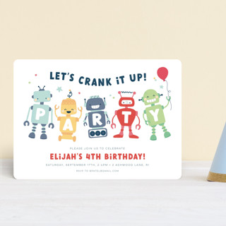robots Petite Children's Birthday Party Invitations