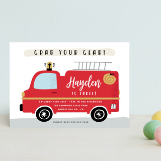 Fired Up! Petite Children's Birthday Party Invitations