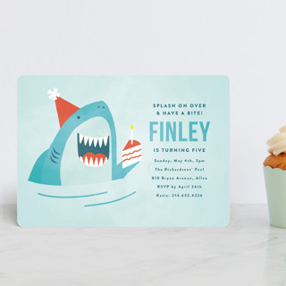 shark splash Petite Children's Birthday Party Invitations
